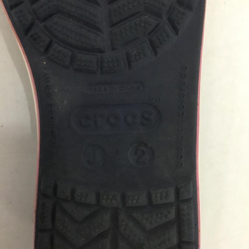 クロックス crocs シューズ シューズ フラットシューズ J2 キッズ 20cm 20.5cm パンプス 無地 紺 / ネイビー / X 桃 / ピンク /  ガールズ USED 古着 中古 10150212