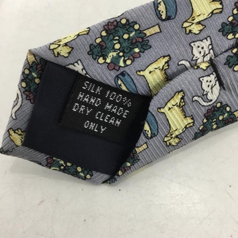 古着 USED ネクタイ ネクタイ JEAN PAUL GIRBAUD 犬 猫柄 総柄 灰 / グレー /  メンズ USED 古着 中古 10150228