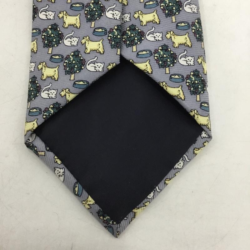 古着 USED ネクタイ ネクタイ JEAN PAUL GIRBAUD 犬 猫柄 総柄 灰 / グレー /  メンズ USED 古着 中古 10150228