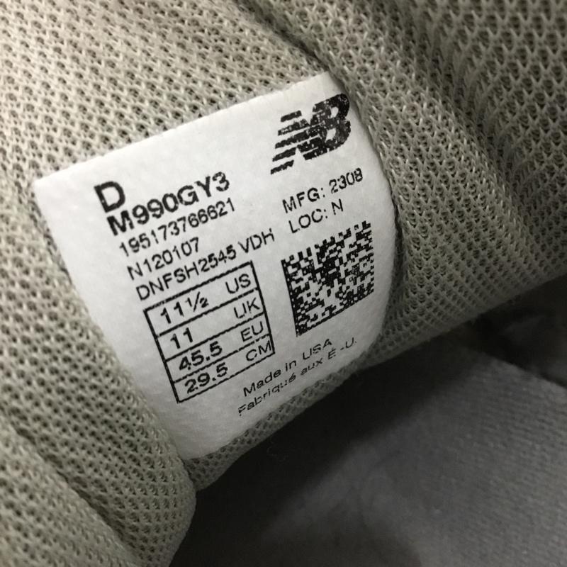 ニューバランス New Balance スニーカー スニーカー M990GY3 29.5cm 箱有 29.5cm ロゴ、文字 灰 / グレー /  メンズ USED 古着 中古 10150236