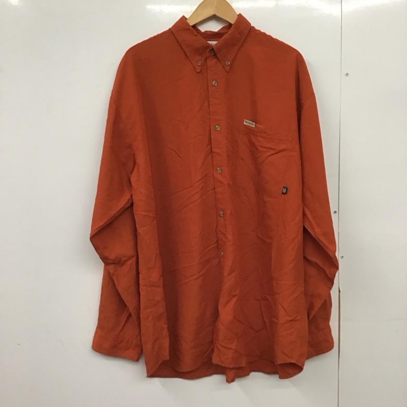 コロンビア Columbia シャツ、ブラウス 長袖 長袖シャツ 無地シャツ カラーシャツ 00s XXL ロゴ、文字 橙 / オレンジ /  メンズ USED 古着 中古 10150259
