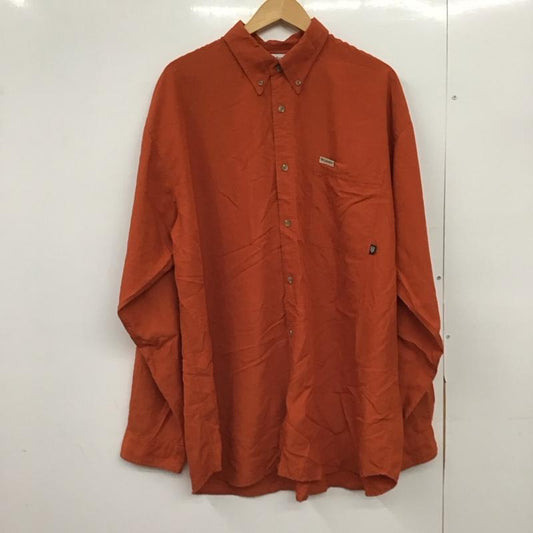 コロンビア Columbia シャツ、ブラウス 長袖 長袖シャツ 無地シャツ カラーシャツ 00s XXL ロゴ、文字 橙 / オレンジ /  メンズ USED 古着 中古 10150259