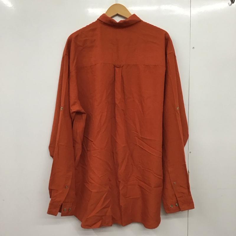 コロンビア Columbia シャツ、ブラウス 長袖 長袖シャツ 無地シャツ カラーシャツ 00s XXL ロゴ、文字 橙 / オレンジ /  メンズ USED 古着 中古 10150259