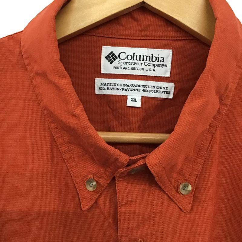 コロンビア Columbia シャツ、ブラウス 長袖 長袖シャツ 無地シャツ カラーシャツ 00s XXL ロゴ、文字 橙 / オレンジ /  メンズ USED 古着 中古 10150259