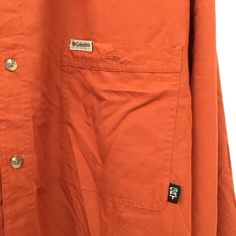コロンビア Columbia シャツ、ブラウス 長袖 長袖シャツ 無地シャツ カラーシャツ 00s XXL ロゴ、文字 橙 / オレンジ /  メンズ USED 古着 中古 10150259