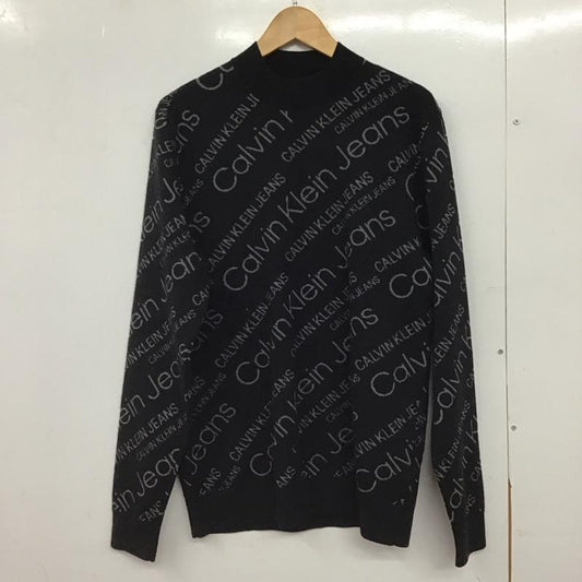 カルヴァン クライン ジーンズ Calvin Klein Jeans ニット、セーター 長袖 長袖ニットカットソー セーター M ロゴ、文字 黒 / ブラック /  メンズ USED 古着 中古 10150273