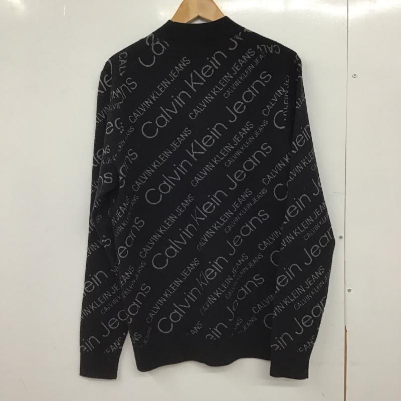 カルヴァン クライン ジーンズ Calvin Klein Jeans ニット、セーター 長袖 長袖ニットカットソー セーター M ロゴ、文字 黒 / ブラック /  メンズ USED 古着 中古 10150273