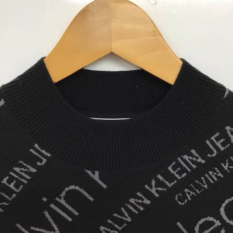 カルヴァン クライン ジーンズ Calvin Klein Jeans ニット、セーター 長袖 長袖ニットカットソー セーター M ロゴ、文字 黒 / ブラック /  メンズ USED 古着 中古 10150273