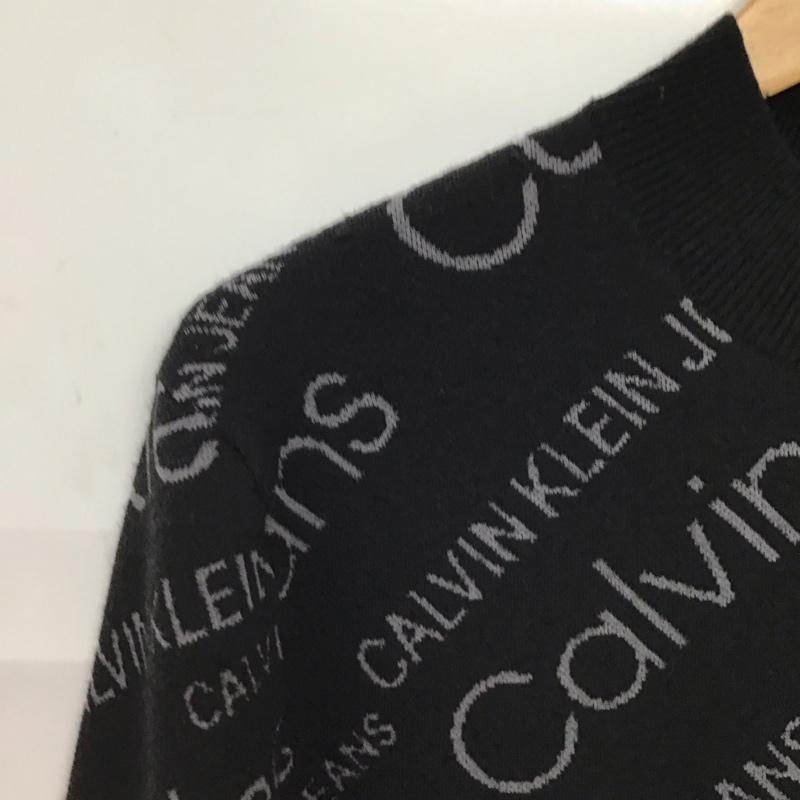 カルヴァン クライン ジーンズ Calvin Klein Jeans ニット、セーター 長袖 長袖ニットカットソー セーター M ロゴ、文字 黒 / ブラック /  メンズ USED 古着 中古 10150273