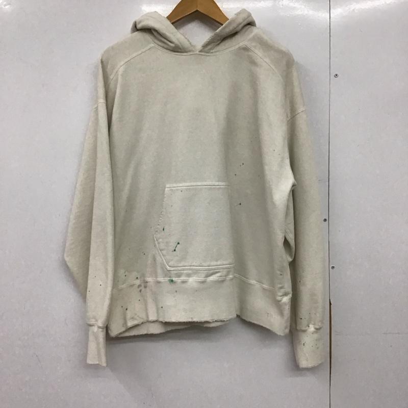 アンセルム ANCELLM パーカー 長袖 S プリント X ダメージ加工 アイボリー / アイボリー /  メンズ USED 古着 中古 10150293