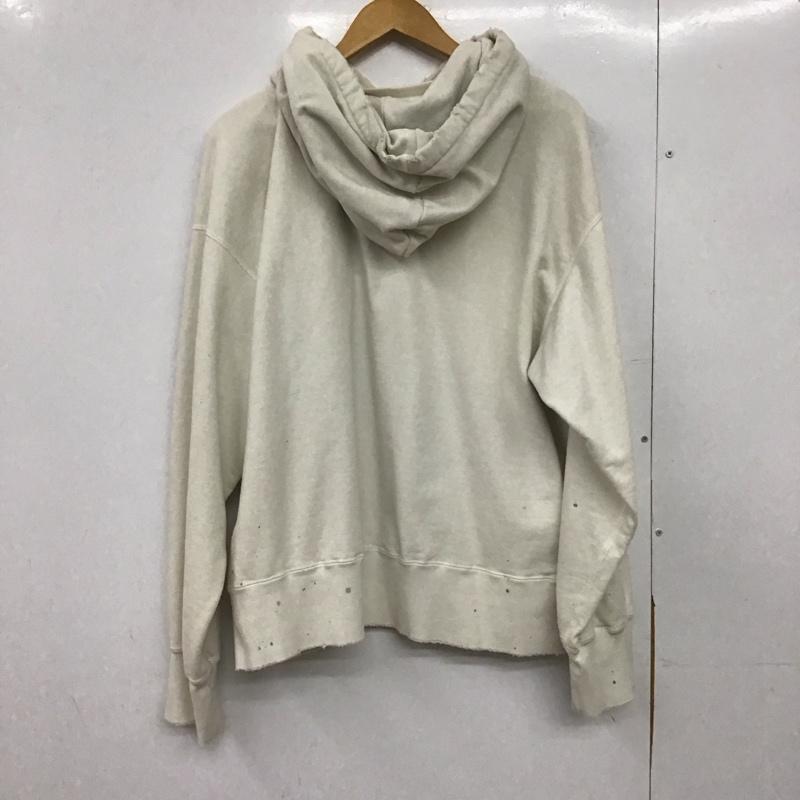 アンセルム ANCELLM パーカー 長袖 S プリント X ダメージ加工 アイボリー / アイボリー /  メンズ USED 古着 中古 10150293