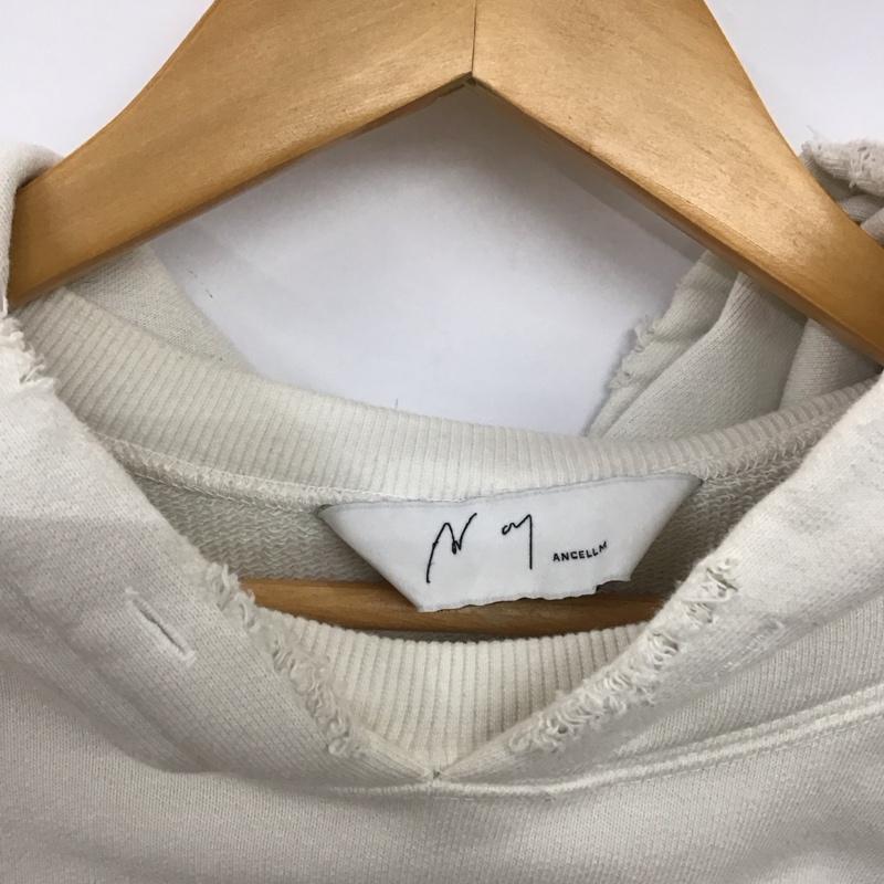 アンセルム ANCELLM パーカー 長袖 S プリント X ダメージ加工 アイボリー / アイボリー /  メンズ USED 古着 中古 10150293