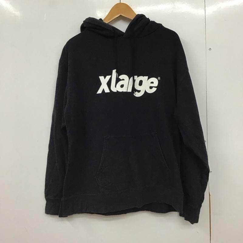 エクストララージ XLARGE パーカー 長袖 長袖パーカー プルオーバーパーカー スウェット M ロゴ、文字 黒 / ブラック /  メンズ USED 古着 中古 10150301