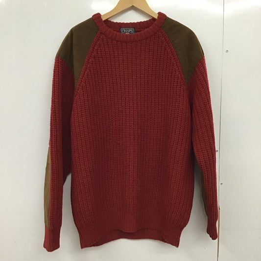 チャップス CHAPS ニット、セーター 長袖 長袖ニットカットソー クルーネック セーター 80s 90s L 無地 赤 / レッド /  メンズ USED 古着 中古 10150307