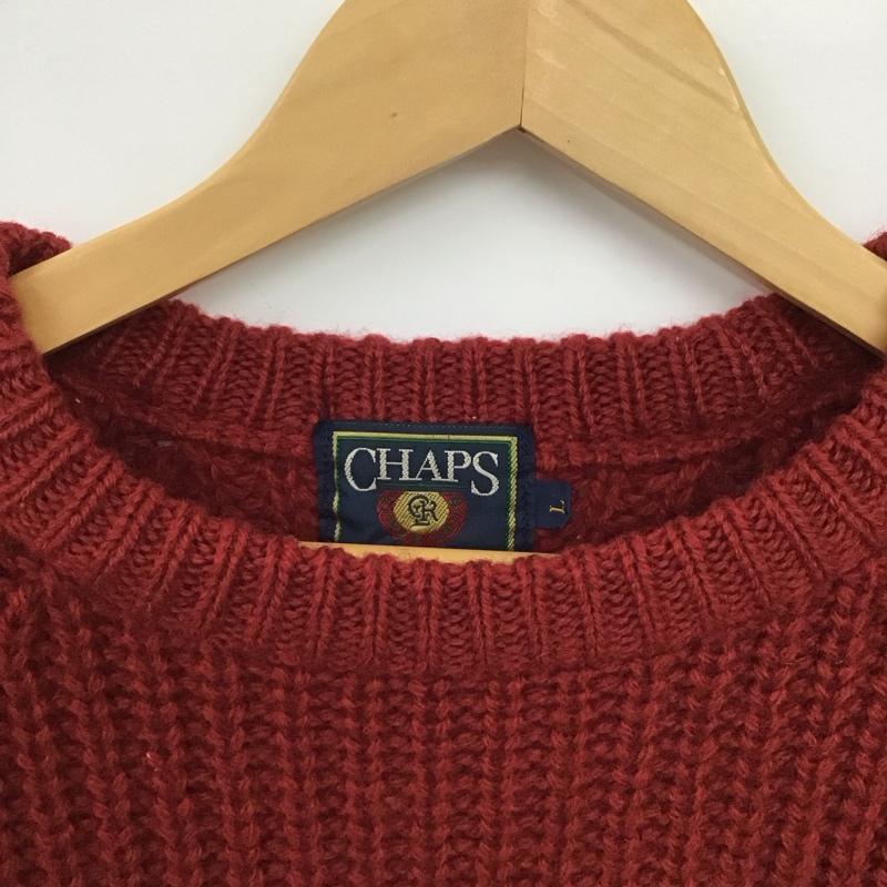 チャップス CHAPS ニット、セーター 長袖 長袖ニットカットソー クルーネック セーター 80s 90s L 無地 赤 / レッド /  メンズ USED 古着 中古 10150307
