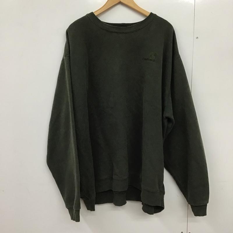 カーハート Carhartt トレーナー 長袖 長袖トレーナー スウェット クルーネック プルオーバー ロゴ、文字 カーキ / カーキ /  メンズ USED 古着 中古 10150312