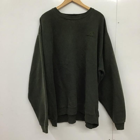 カーハート Carhartt トレーナー 長袖 長袖トレーナー スウェット クルーネック プルオーバー ロゴ、文字 カーキ / カーキ /  メンズ USED 古着 中古 10150312