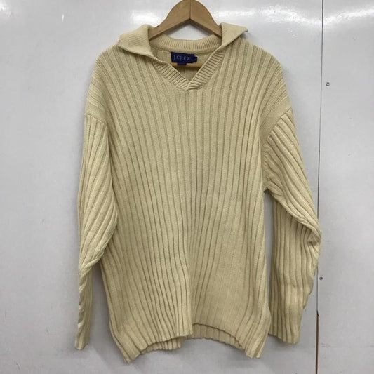 ジェイクルー J.CREW ニット、セーター 長袖 長袖ニットカットソー Vネック セーター L 無地 アイボリー / アイボリー /  メンズ USED 古着 中古 10150315
