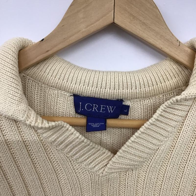 ジェイクルー J.CREW ニット、セーター 長袖 長袖ニットカットソー Vネック セーター L 無地 アイボリー / アイボリー /  メンズ USED 古着 中古 10150315