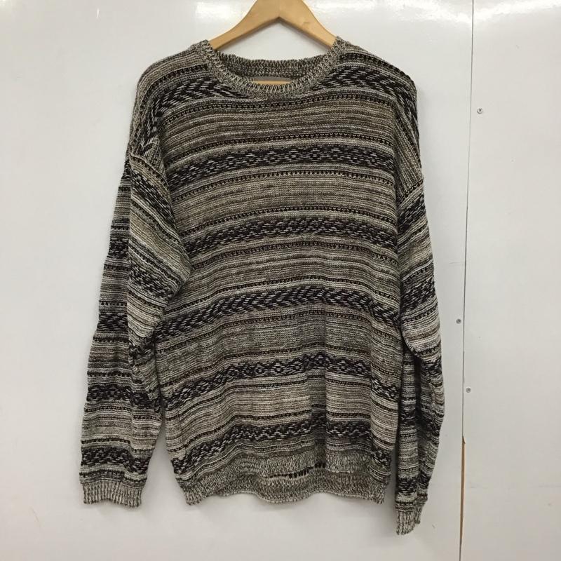 古着 USED ニット、セーター 長袖 長袖ニットカットソー クルーネック セーター L 総柄 マルチカラー / マルチカラー /  メンズ USED 古着 中古 10150317