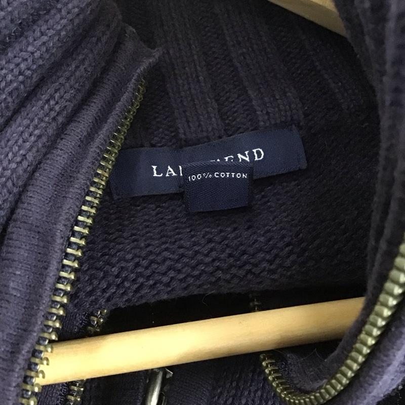 ランズエンド LANDS END ニット、セーター 長袖 ジップアップニットジャケット 長袖ニットジャケット L 無地 紺 / ネイビー /  メンズ USED 古着 中古 10150318