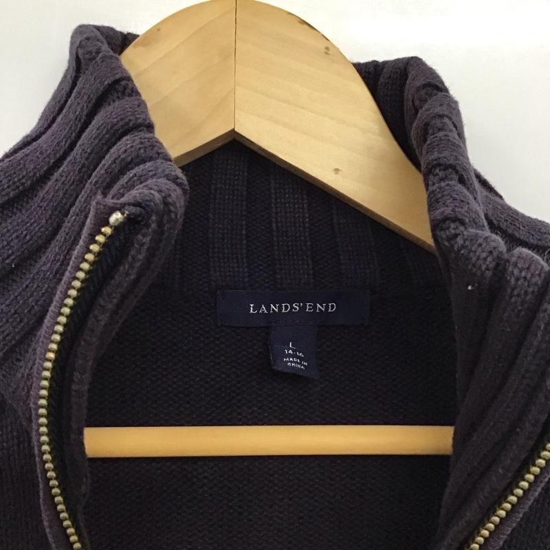 ランズエンド LANDS END ニット、セーター 長袖 ジップアップニットジャケット 長袖ニットジャケット L 無地 紺 / ネイビー /  メンズ USED 古着 中古 10150318