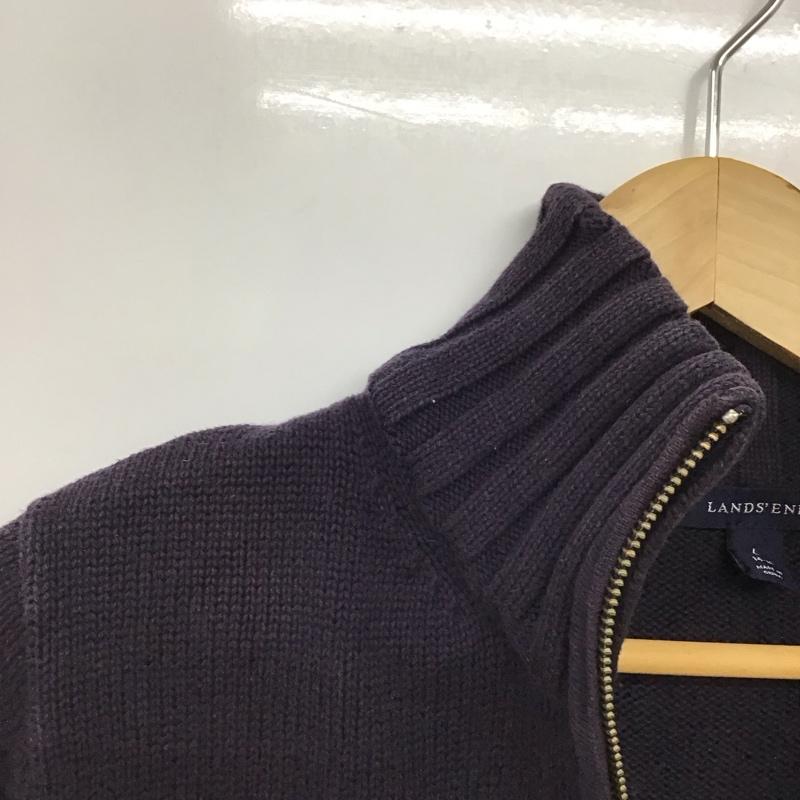 ランズエンド LANDS END ニット、セーター 長袖 ジップアップニットジャケット 長袖ニットジャケット L 無地 紺 / ネイビー /  メンズ USED 古着 中古 10150318