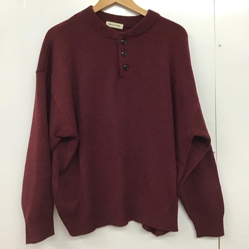 フリークスストア FREAK S STORE ニット、セーター 長袖 長袖ニットカットソー ヘンリーネック セーター M 無地 えんじ / ワインレッド /  メンズ USED 古着 中古 10150319