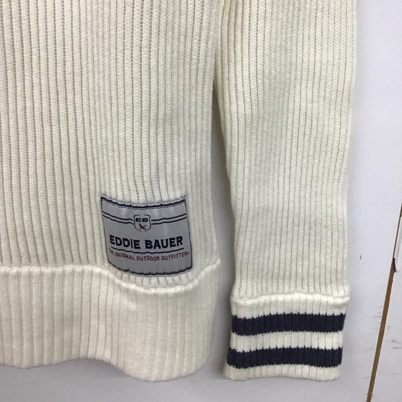 エディーバウアー Eddie Bauer ニット、セーター 長袖 長袖ニットカットソー スタンドネック セーター S ボーダー柄 白 / ホワイト / X 紺 / ネイビー /  メンズ USED 古着 中古 10150323