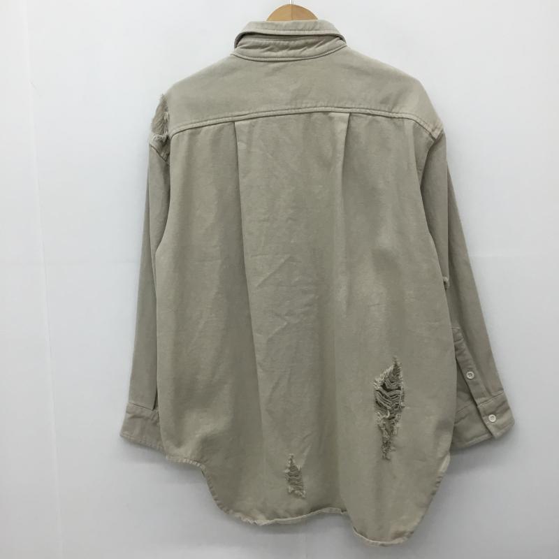 ジーナシス JEANASIS シャツ、ブラウス 長袖 JS063071AA デニムクラッシュオーバーシャツ FREE ダメージ加工 ベージュ / ベージュ /  レディース USED 古着 中古 10150333