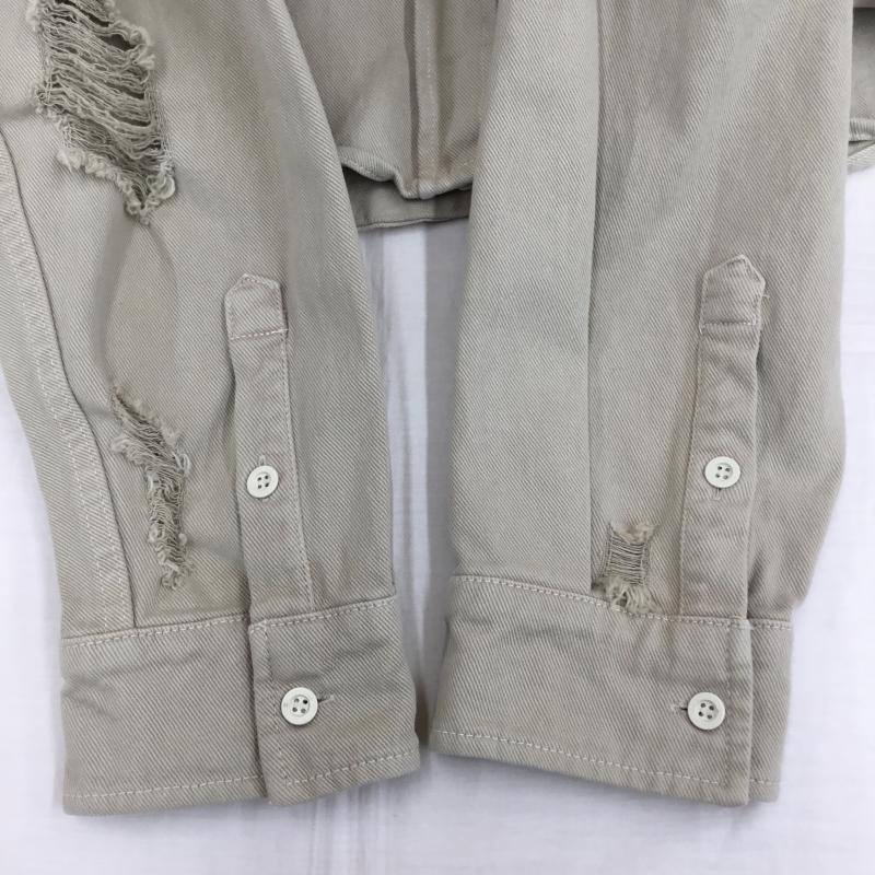 ジーナシス JEANASIS シャツ、ブラウス 長袖 JS063071AA デニムクラッシュオーバーシャツ FREE ダメージ加工 ベージュ / ベージュ /  レディース USED 古着 中古 10150333