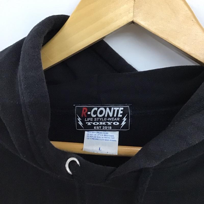 アールカンテ Rconte パーカー 長袖 長袖パーカー プルオーバーパーカー スウェット L プリント 黒 / ブラック /  メンズ USED 古着 中古 10150349