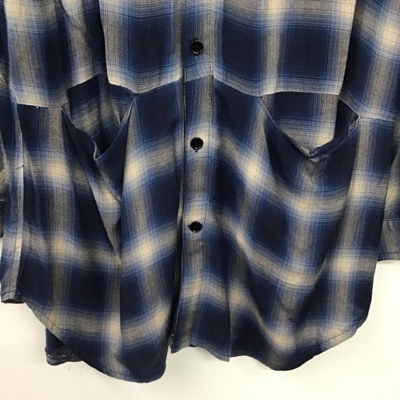 アンリラクシング unrelaxing シャツ、ブラウス 長袖 長袖シャツ チェックシャツ カラーシャツ ノーカラーシャツ S チェック 青 / ブルー /  メンズ USED 古着 中古 10150354