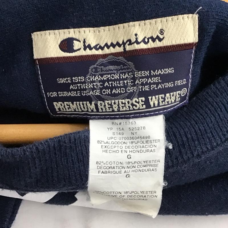 チャンピオン Champion トレーナー 長袖 長袖トレーナー スウェット クルーネック プルオーバー L ロゴ、文字 紺 / ネイビー /  メンズ USED 古着 中古 10150378