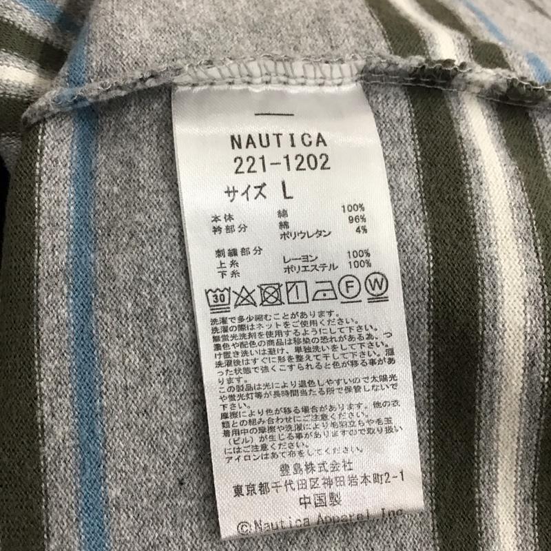 ノーティカ NAUTICA Tシャツ 半袖 221-1202 半袖カットソー ボーダーカットソー L ボーダー柄 灰 / グレー /  メンズ USED 古着 中古 10150382