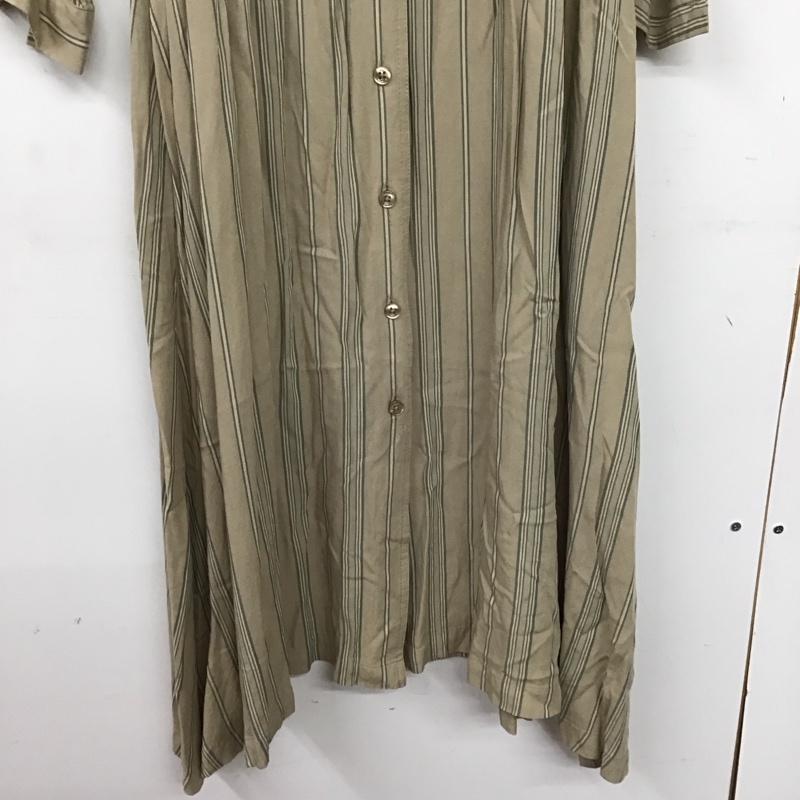 アズールバイマウジー AZUL BY MOUSSY ワンピース ロングスカート 250dsm33-097c COLLARLESS BLOUSING ONEPIECE S ストライプ ベージュ / ベージュ /  レディース USED 古着 中古 10150429