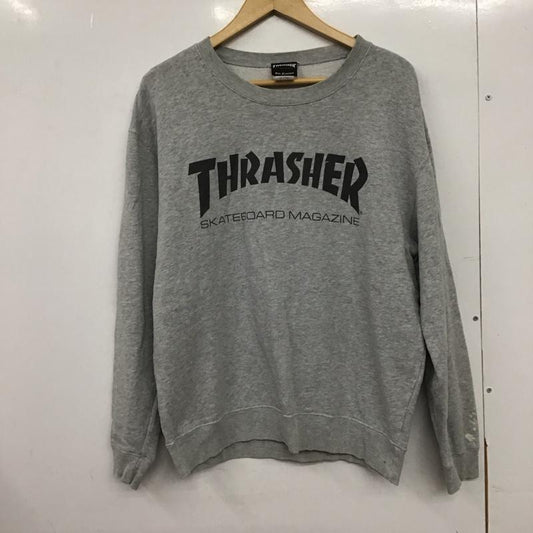 スラッシャー THRASHER トレーナー 長袖 長袖トレーナー スウェット クルーネック プルオーバー L ロゴ、文字 灰 / グレー /  メンズ USED 古着 中古 10150432