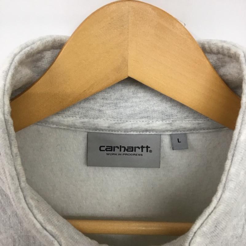カーハート Carhartt トレーナー 長袖 長袖トレーナー スウェット ジップアップネック プルオーバー L ロゴ、文字 灰 / グレー /  メンズ USED 古着 中古 10150437