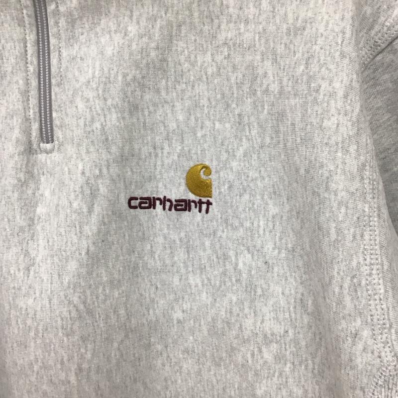 カーハート Carhartt トレーナー 長袖 長袖トレーナー スウェット ジップアップネック プルオーバー L ロゴ、文字 灰 / グレー /  メンズ USED 古着 中古 10150437