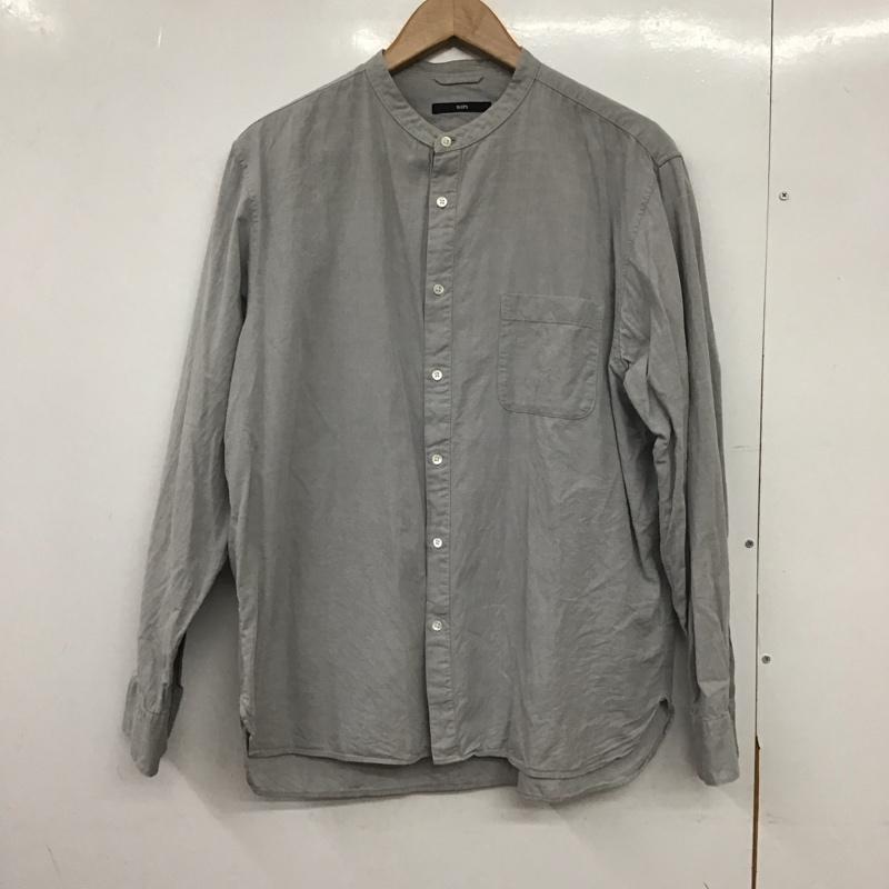 シップス SHIPS シャツ、ブラウス 長袖 長袖シャツ 無地シャツ ノーカラーシャツ L 無地 灰 / グレー /  メンズ USED 古着 中古 10150451