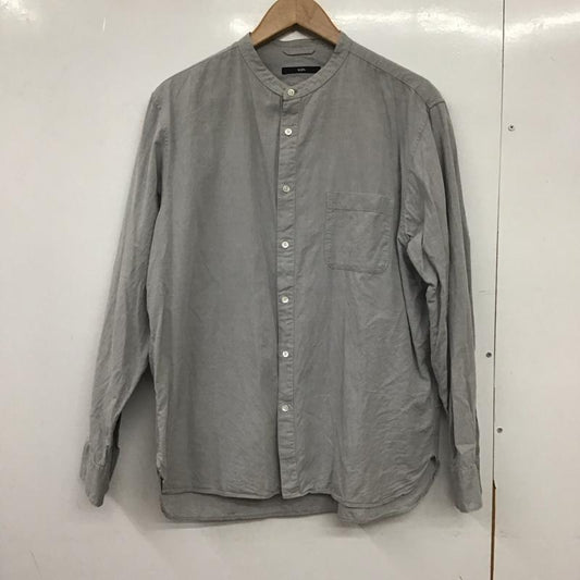 シップス SHIPS シャツ、ブラウス 長袖 長袖シャツ 無地シャツ ノーカラーシャツ L 無地 灰 / グレー /  メンズ USED 古着 中古 10150451