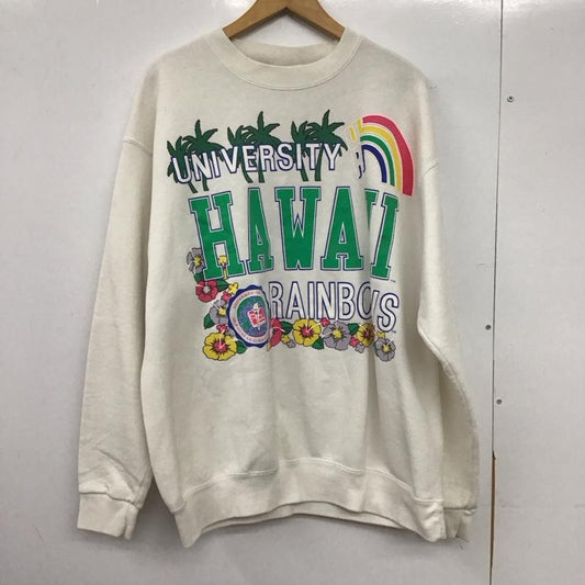 古着 USED トレーナー 長袖 長袖トレーナー スウェット クルーネック プルオーバー 80s 90s usa製 XL プリント 白 / ホワイト /  メンズ USED 古着 中古 10150455