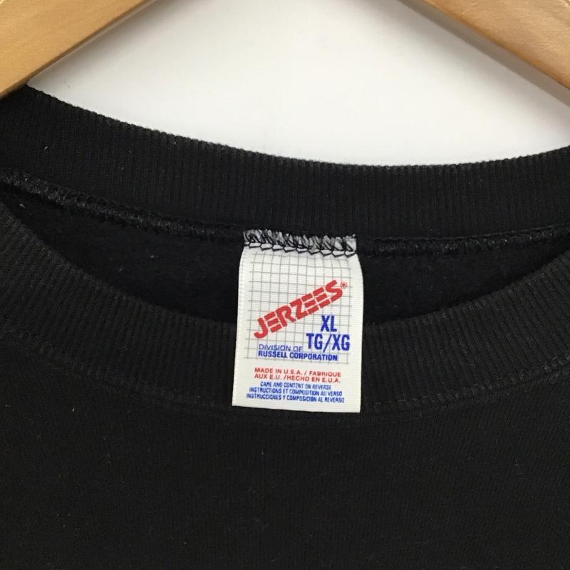 ジャージーズ JERZEES トレーナー 長袖 長袖トレーナー スウェット クルーネック プルオーバー 90s usa製 XL プリント 黒 / ブラック /  メンズ USED 古着 中古 10150495
