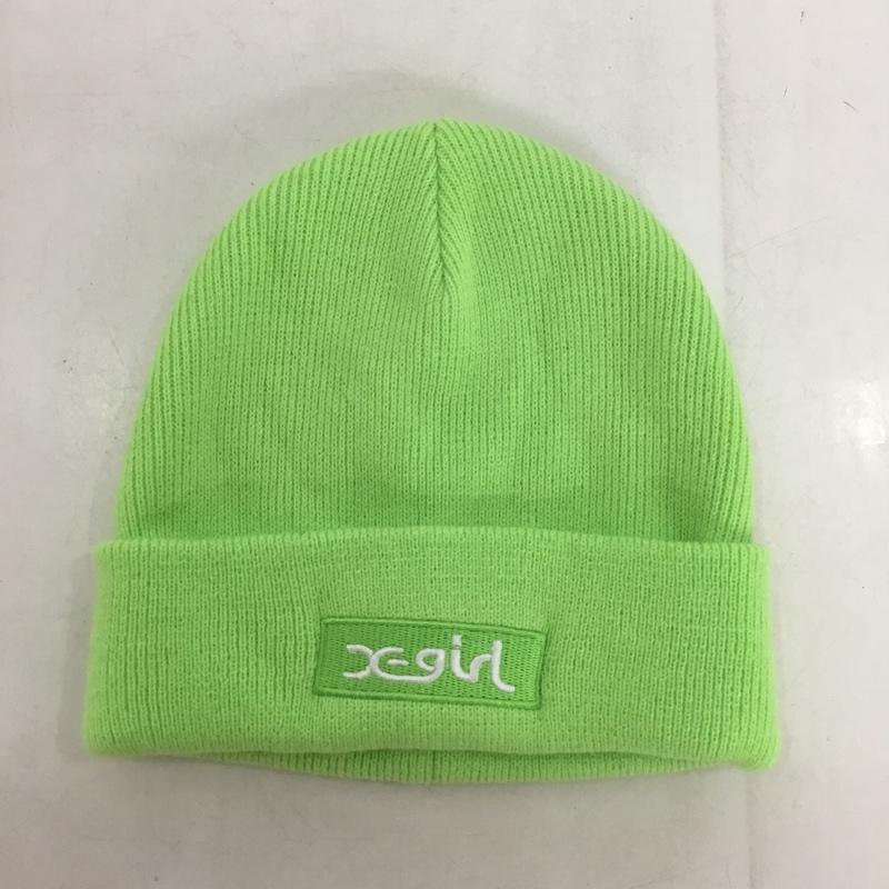 エックスガール X-girl 帽子 ニット帽 10521505 1005 BOX LOGO KNIT CAP ロゴ、文字 薄緑 / ライトグリーン /  レディース USED 古着 中古 10150516