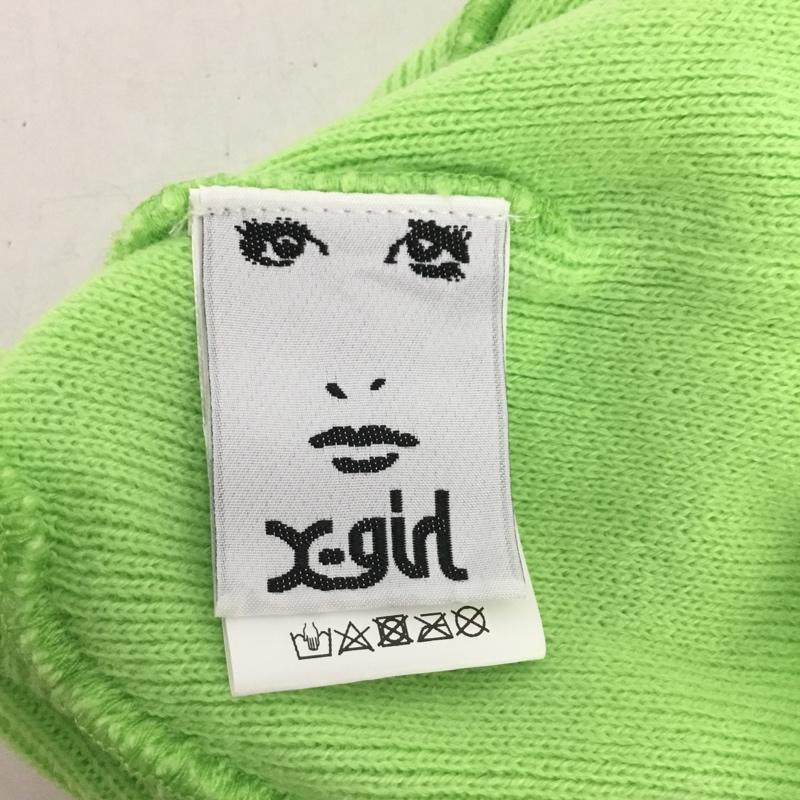 エックスガール X-girl 帽子 ニット帽 10521505 1005 BOX LOGO KNIT CAP ロゴ、文字 薄緑 / ライトグリーン /  レディース USED 古着 中古 10150516