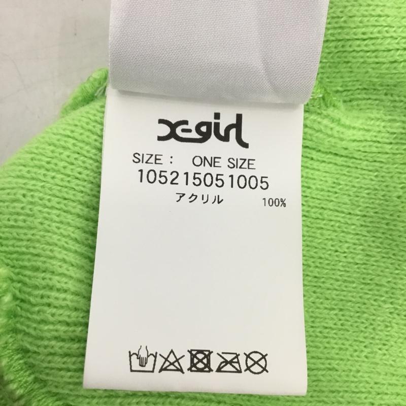 エックスガール X-girl 帽子 ニット帽 10521505 1005 BOX LOGO KNIT CAP ロゴ、文字 薄緑 / ライトグリーン /  レディース USED 古着 中古 10150516