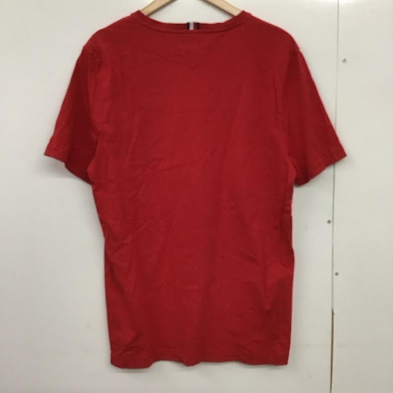 トミーヒルフィガー TOMMY HILFIGER Tシャツ 半袖 半袖カットソー プリントTシャツ クルーネックカットソー XL プリント 赤 / レッド /  メンズ USED 古着 中古 10150532