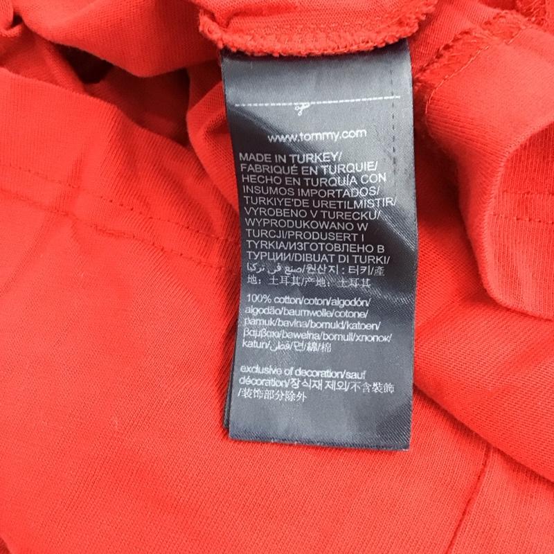 トミーヒルフィガー TOMMY HILFIGER Tシャツ 半袖 半袖カットソー プリントTシャツ クルーネックカットソー XL プリント 赤 / レッド /  メンズ USED 古着 中古 10150532