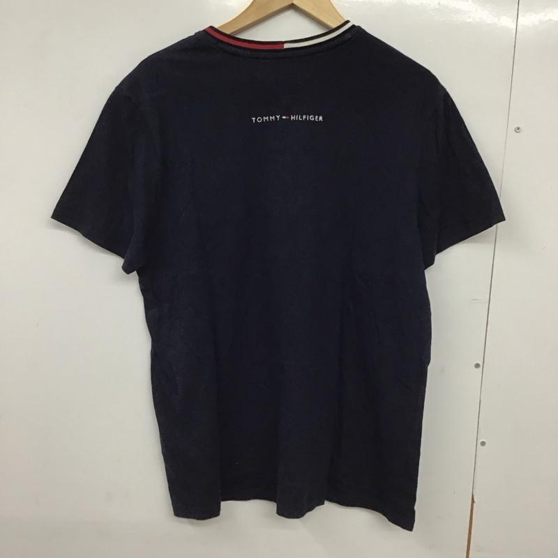 トミーヒルフィガー TOMMY HILFIGER Tシャツ 半袖 半袖カットソー プリントTシャツ クルーネックカットソー L ロゴ、文字 紺 / ネイビー /  メンズ USED 古着 中古 10150535