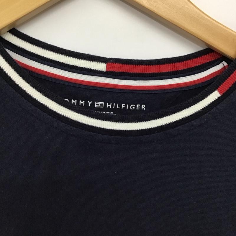 トミーヒルフィガー TOMMY HILFIGER Tシャツ 半袖 半袖カットソー プリントTシャツ クルーネックカットソー L ロゴ、文字 紺 / ネイビー /  メンズ USED 古着 中古 10150535